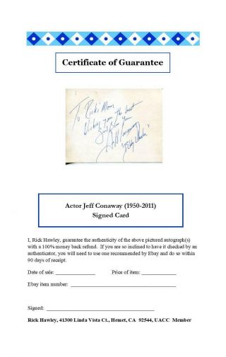 Jeff Conaway Autograph Taxi & Wizards & Warriors & Grease Actor Signed Card 2