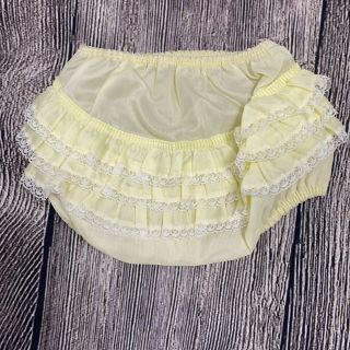 Vintage Baby Ruffle Bottom Plastic Lined Pants Bloomers 12.  5 " Across Yellow Lace