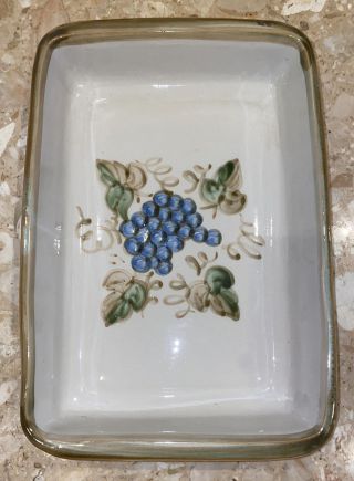 John Taylor Ceramics Louisville Ky Vintage Blue Grapes Casserole Dish 16.  5x11”