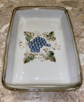 John Taylor Ceramics Louisville KY Vintage Blue Grapes Casserole Dish 16.  5x11” 3