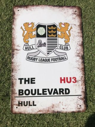 Rustic Hull Fc Rugby League Retro Metal Tin Sign Plaque 20x30cm Man Cave