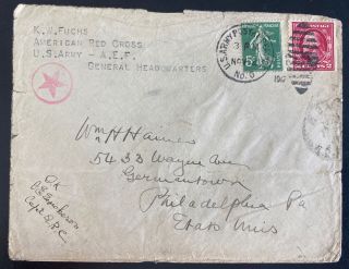 1917 Us Army Postal Service 6 Aef In France Cover To Philadelphia Pa Usa