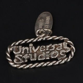 Vtg Sterling Silver - Universal Studios Souvenir Tag Bracelet Charm - 3.  5g