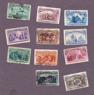 Us Stamps 1893 Scott 230 - 40 Set Of 11 Stamps - 7 And 4 Hinged Og