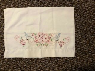 Vintage Hers Standard Size Pillowcase Hand Embroidery/thread Crochet