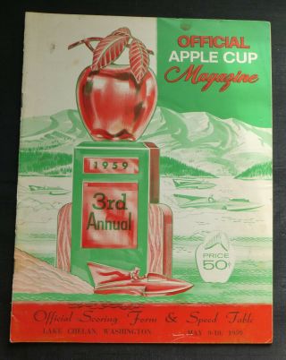 Vintage 1959 Apple Cup Lake Chelan,  Washington 3rd Annual Hydroplane Program