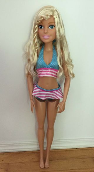 Blonde Barbie Doll In Bikini 2016 Just Play Mattel My Size Best Friend 28 " Tall