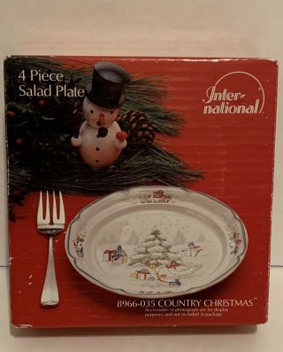 4 International Tableworks China Co Country Christmas Salad Plates 7.  5 "