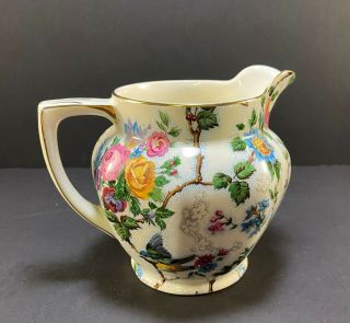 Vintage Royal Tudor Ware Floral Bird Pitcher/vase “lorna Doone” Pattern