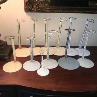 16 Metal /coated Doll Stands: Tan Or Gray; 4” - 9” Will Expand To 5.  5” - 15,  ” Kaiser