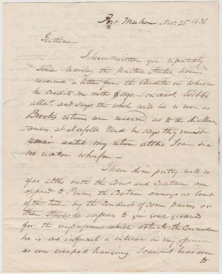 1836 Us Navy Purser Letter On Us Constitution Port Mahon Minorca Great Content