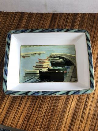 Sir Winston Churchill " A Study Of Boats " Border Fine Arts Studio Porcelain Tray