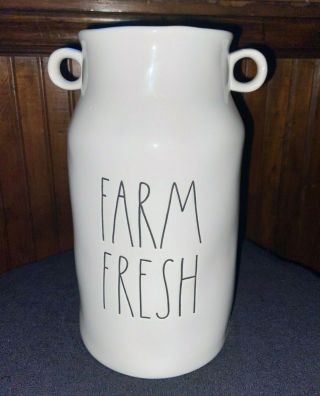 Rae Dunn Farm Fresh Fhll White Ceramic Milk Can Container Decor Vase Pitcher