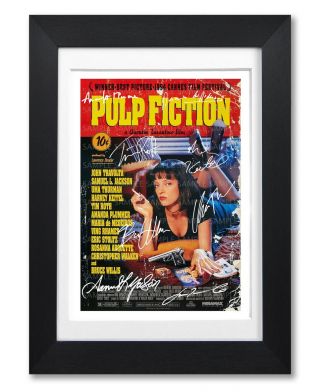 Pulp Fiction Movie Cast Signed Poster Print Photo Autograph Gift 1994 Film