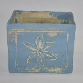 Vintage Van Briggle Pottery 1930s Floral Blue Bisque Planter Window Box 3