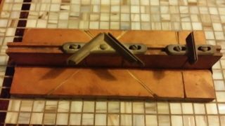 Vintage Folding Miter Box,  Hardwood & Cast Iron Antique Tool