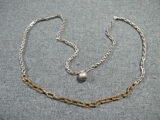 Antique Art Deco Silvertone & Goldtone Ball Clasp Chain Strap Necklace