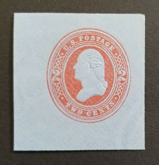 Us Stamps,  Cut Square,  U286,  2c Red On Blue Washington,  Cv $225