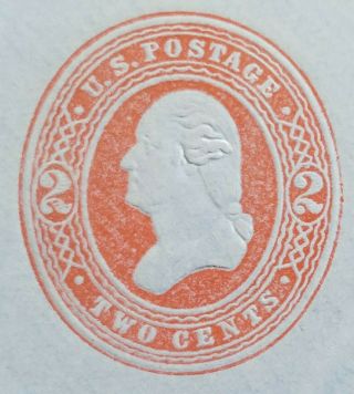 US Stamps,  Cut Square,  U286,  2c Red on Blue Washington,  CV $225 2