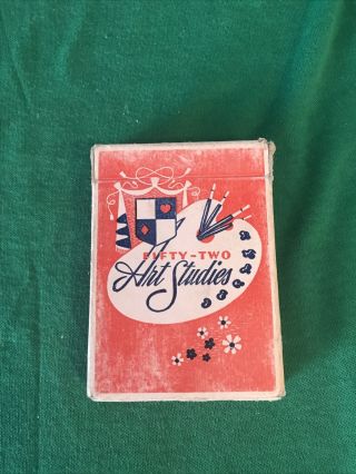 Vintage Fifty - Two Art Studies Plastic Coated Playing Cards Deck