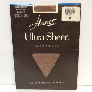 Vtg Hanes Ultra Sheer Pantyhose Control Top Sandalfoot 710 Size A South Pacific