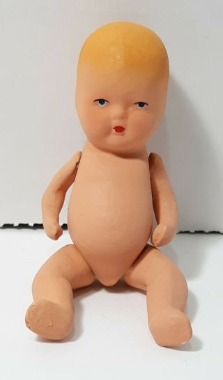 Vintage K & H Kerr & Hinz Miniature Bisque Baby Doll Body Moveable 4 " Usa - Great