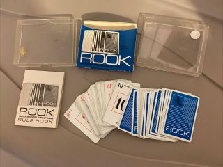 Vintage 1972 Parker Brothers Rook Card Game Complete Blue Deck & Rule Book & Box