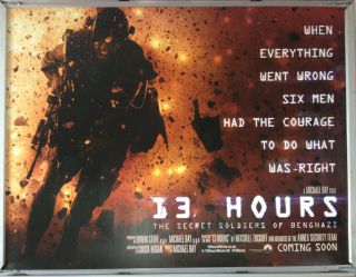 Cinema Poster: 13 Hours The Secret Soldiers Of Benghazi 2016 (quad) Michael Bay