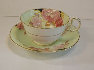 Vintage Aynsley Cabbage Rose Pastel Cup And Saucer