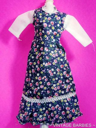 Barbie Doll Sized Floral Print Dress Near Vintage 1960 
