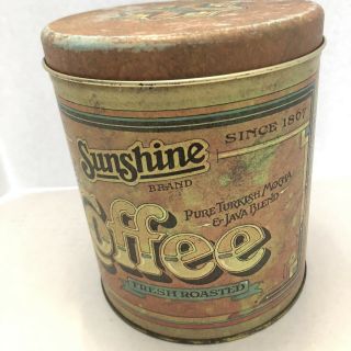 Vintage Sunshine Blend Brand Coffee Tin 1977 Cleveland