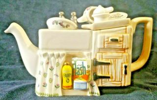 Portmeirion Botanic Garden One Cup Kitchen Sink Teapot England 1995 (rss)