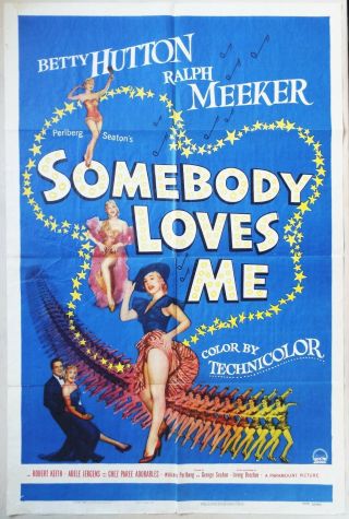 Somebody Loves Me 1952 Betty Hutton Ralph Meeker Us One Sheet Poster