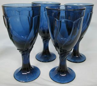 Noritake Dark Blue Sweet Swirl Water Goblet 7 1/4 ",  Set Of 4