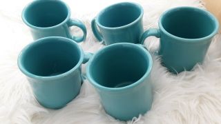 Fiesta Fiesta Ware Homer Laughlin Turquoise Blue Coffee Mug Tea Cup Set Of 5