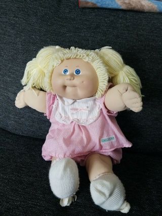 1985 Cabbage Patch Doll Blonde Hair Ponytails Blue Eyes