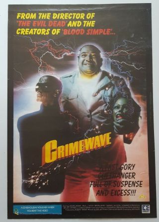 1980s Video Shop Film Poster Crimewave Sam Rami (evil Dead) Horror