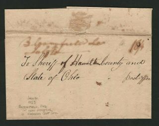 Bloomfield Indiana 1825 Manuscript Stampless Cover,  Earliest Known,  Greene Co.