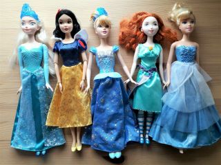 Bundle Mattel Disney Princess Barbie Dolls Cinderella Merida Elsa Snow White