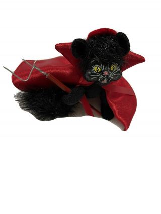 2010 Annalee Halloween Little Devil In Training Black Cat With Pitchfork Doll