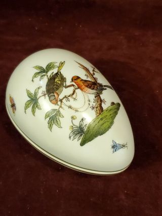 Herend Hungary Rothschild Bird Hand Painted Egg Trinket Box Vg