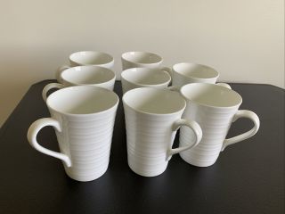 Mikasa Swirl White Bone China Coffee Cup 4.  5 " 12.  8 Oz Mug Set Of 8