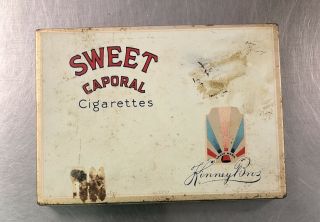 Vintage Kinney Bros Sweet Caporal Cigarette Tin 4 1/2” X 6”.