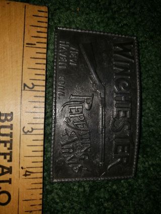 Winchester Repeating Arms Lewis Buckle Co Pewter Belt Buckle Gun