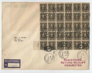 1925 1/2 Cent Hale First Day Cover Block Of 30 Worden [b.  2]