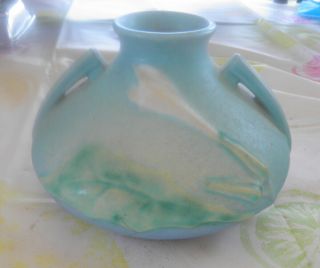 Vintage Roseville Art Pottery Blue Thorn Apple Vase Vase - 808 - 4