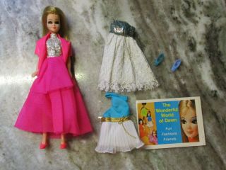 1970 Dawn Doll By Topper With Outfits - 6 1/2 " - Booklet