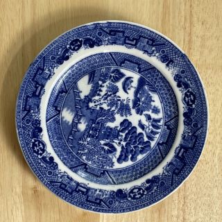 2 - Vtg.  Allertons England Blue Willow 6 " Bread And Butter Plates