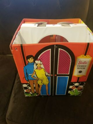 Vintage Barbie Family House,  1968 Vinyl Folding Case With Some Furniture