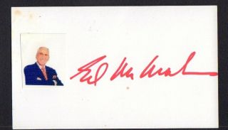 Ed Mcmahon Autographed Signed Index Card - Sized Cut W/coa Jhb